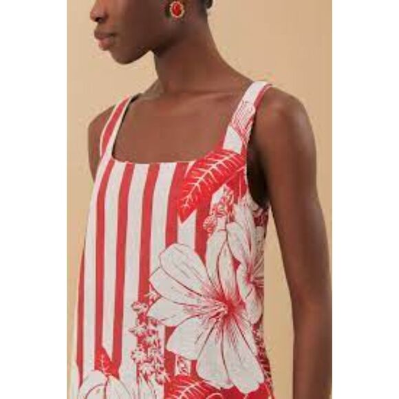 NWT Farm Rio Red Floral Chain Stripes Dress - Picture 3 of 3